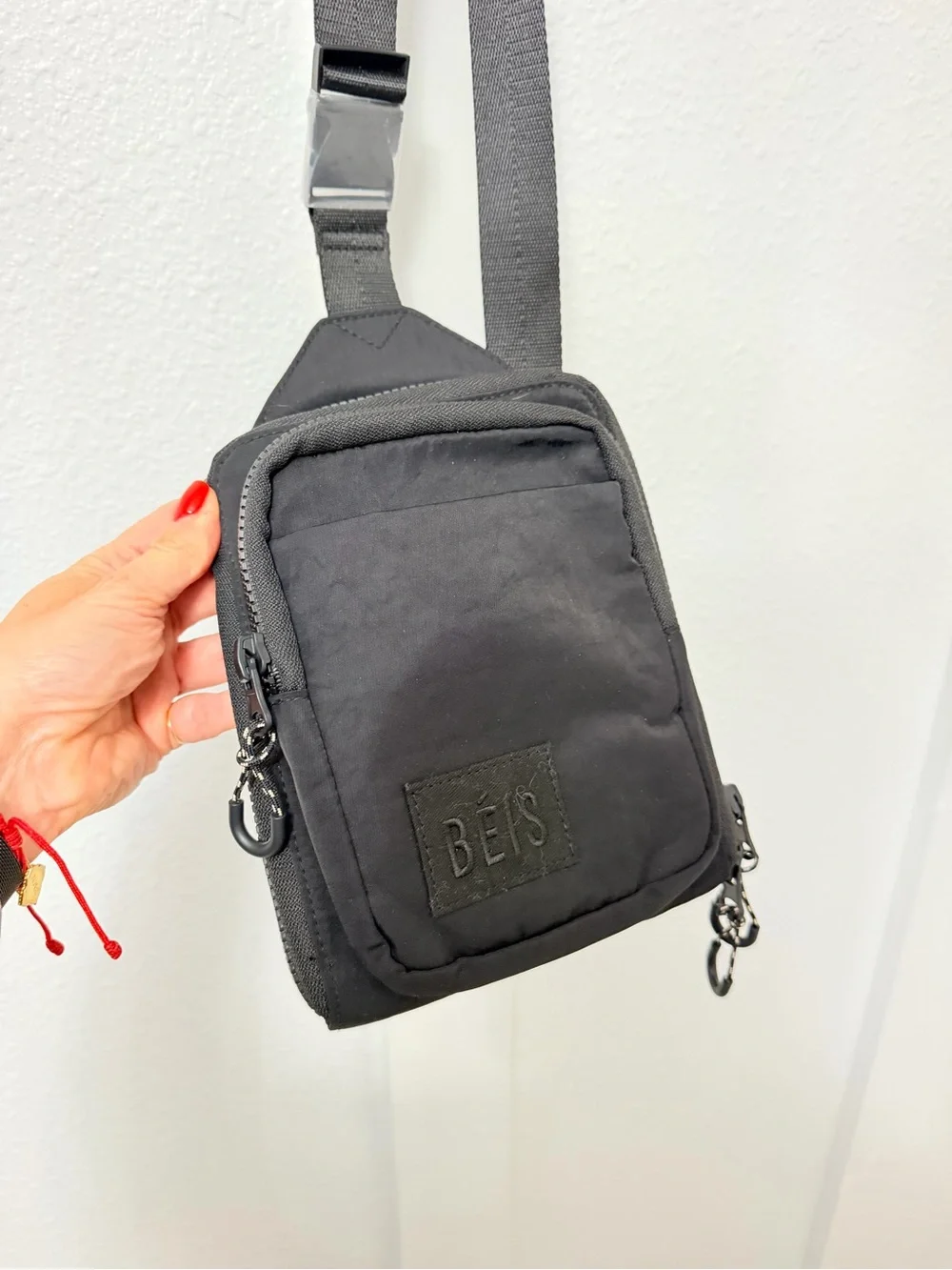 Beis Black Crossbody Sling Bag with Bottle Pocket